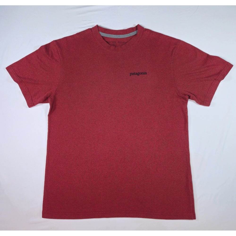 Patagonia Mens Responsibili-Tee Red Heather P-6 Logo Graphic T-Shirt Size M